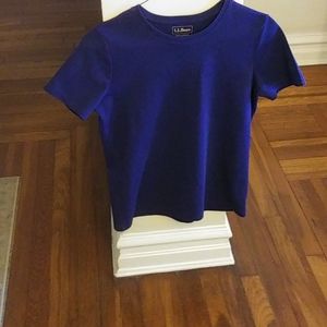 LL BEAN SHORT SLEEVE CREW NECK T-SHEET, COLOR-ROYAL BLUE, SIZE XS-REG